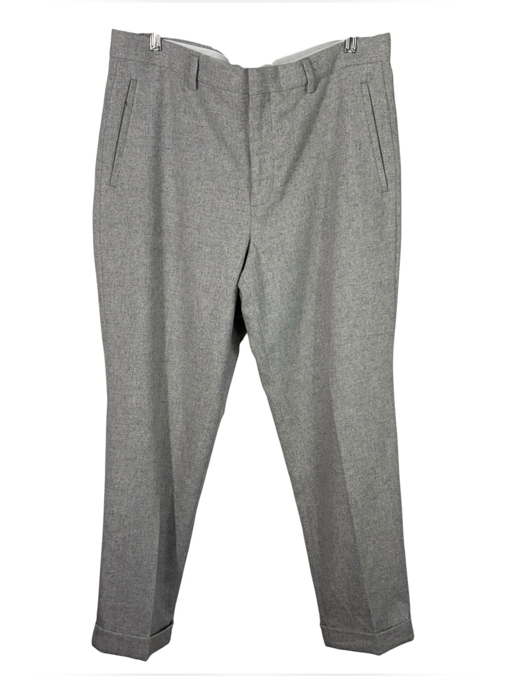 Express Slim Conscious Edit Recycled Wool Light Gray Cuffed Dress Pants 34x32